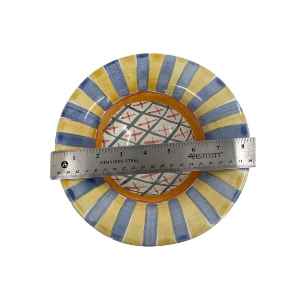 Mackenzie Childs Monet Cereal Bowl 8.25"‎ Striped Geometric Handmade Pottery - Picture 3 of 7